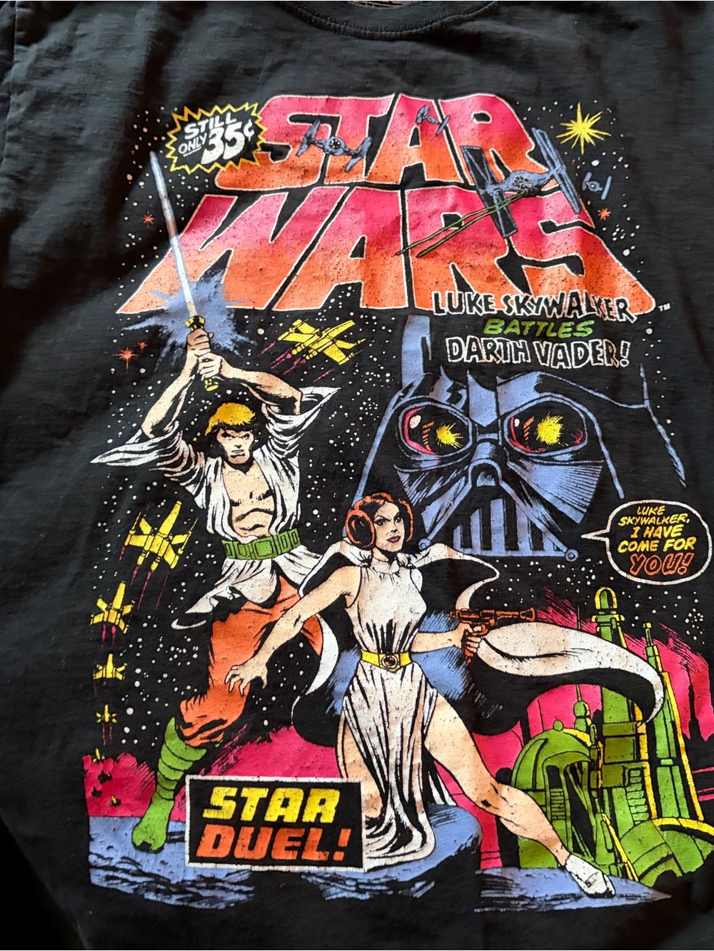 Star Wars Black Retro Comic Logo Tee with Multicolor Graphic - Picture 3 of 4